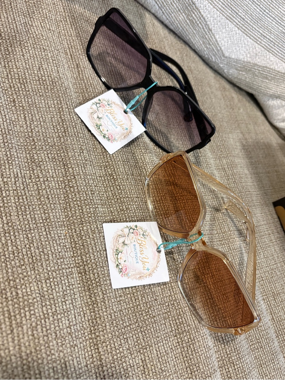 Set of Two Women's Sunglasses — Black & Amber Tints